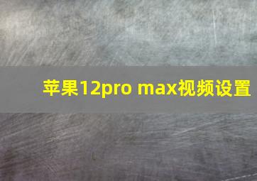 苹果12pro max视频设置